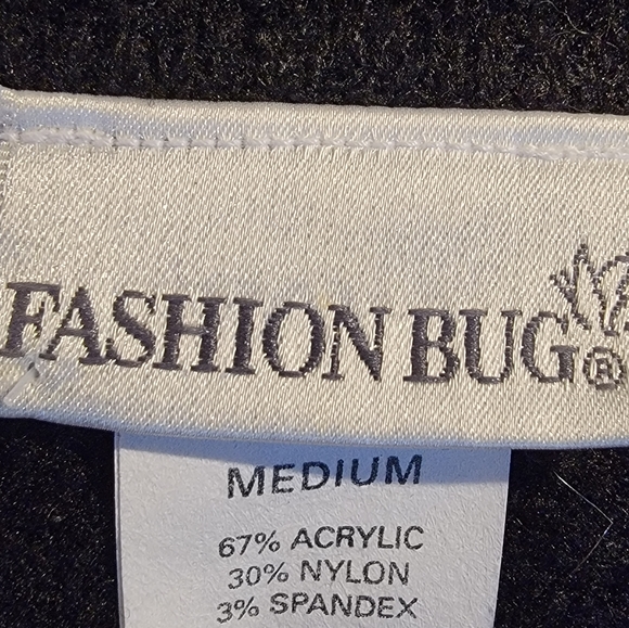 Fashion Bug 8 Sparkly Button Black Long Sleeve Womens Med Sweater - Picture 4 of 4